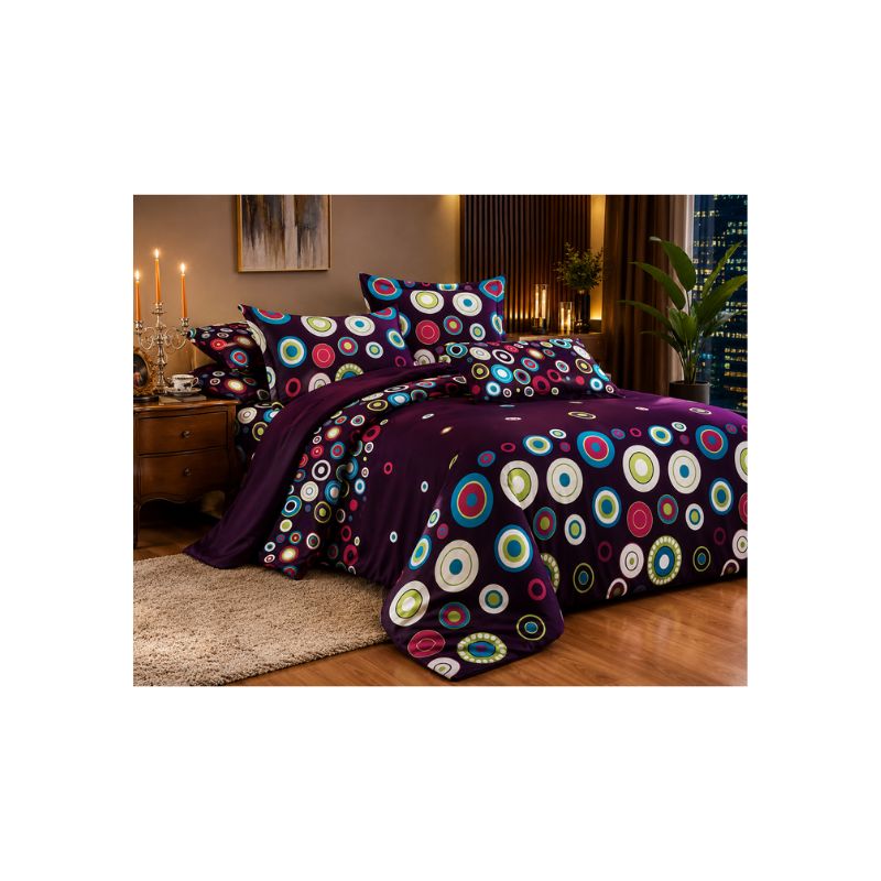 Single Fitted Bedsheet Set – Modern Circle Design