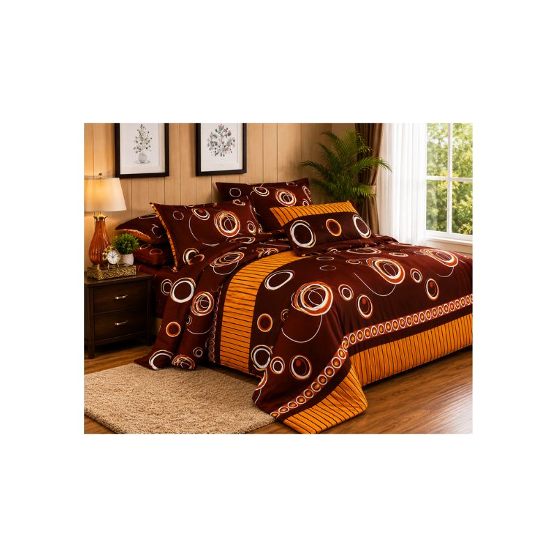 Queen Fitted Bedsheet Set – Modern Circle Pattern