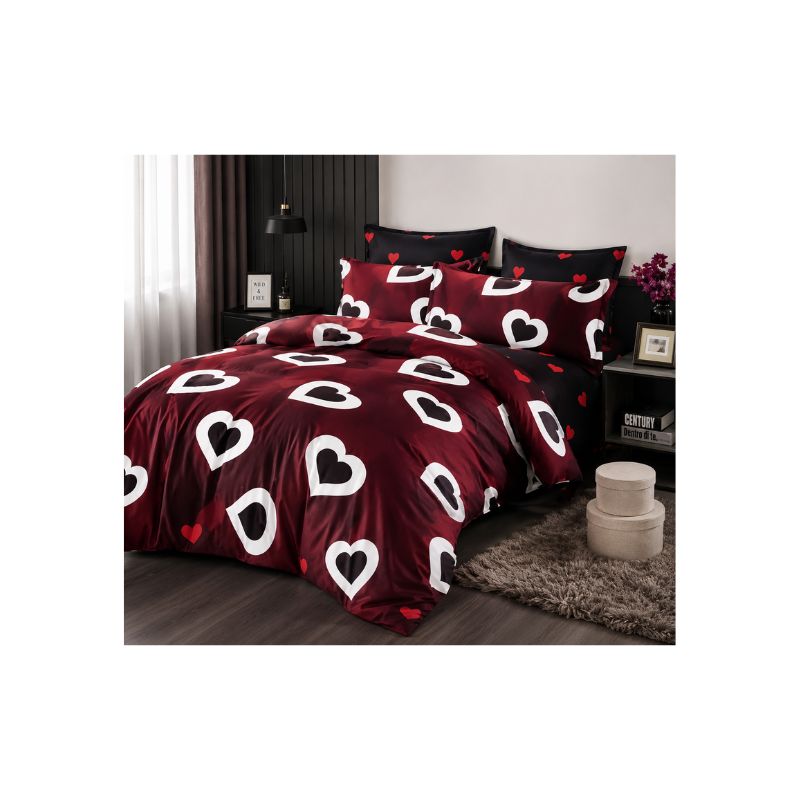 Queen Fitted Bedsheet Set – Romantic Heart Design