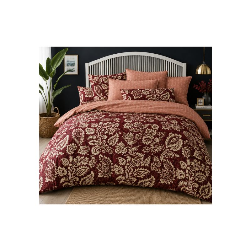 Queen Fitted Bedsheet Set – Classic Paisley Design