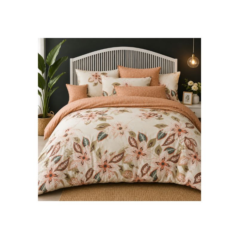 Queen Fitted Bedsheet Set – Elegant Floral Design