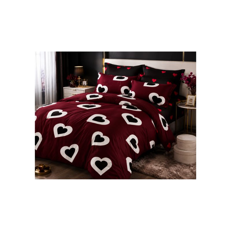 Queen Fitted Bedsheet Set – Romantic Heart Design