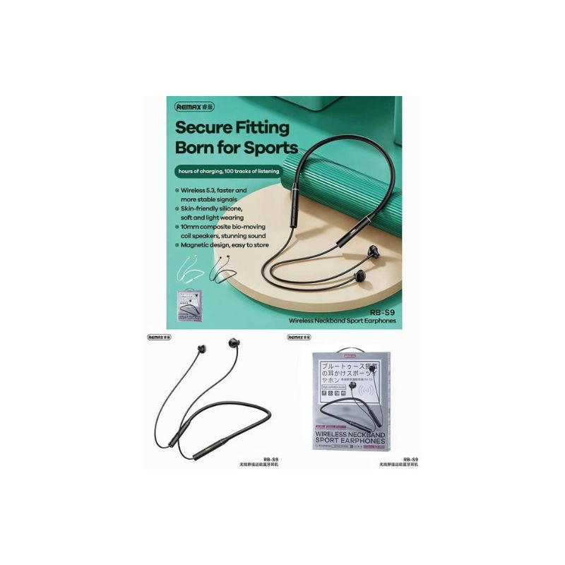 REMAX WIRELESS NECKBAND SPORT EARPHONES RB-S9