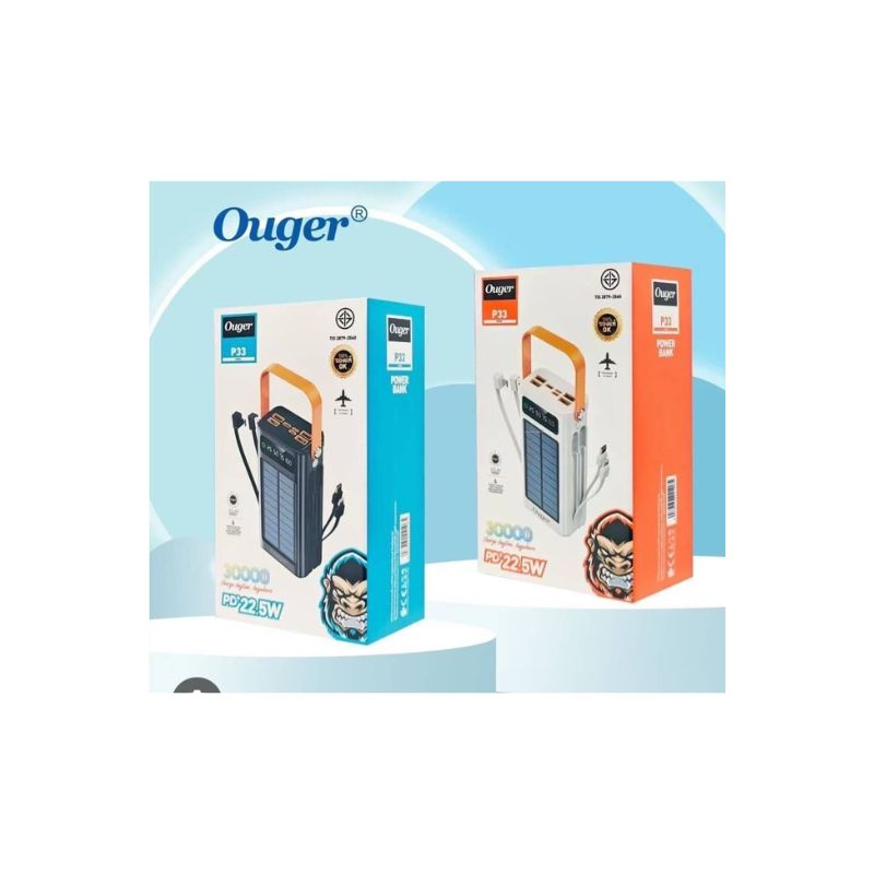 OUGER SOLAR POWER PANEL POWER BANK 30000MAH 22.5W SUPER FAST CHARGER