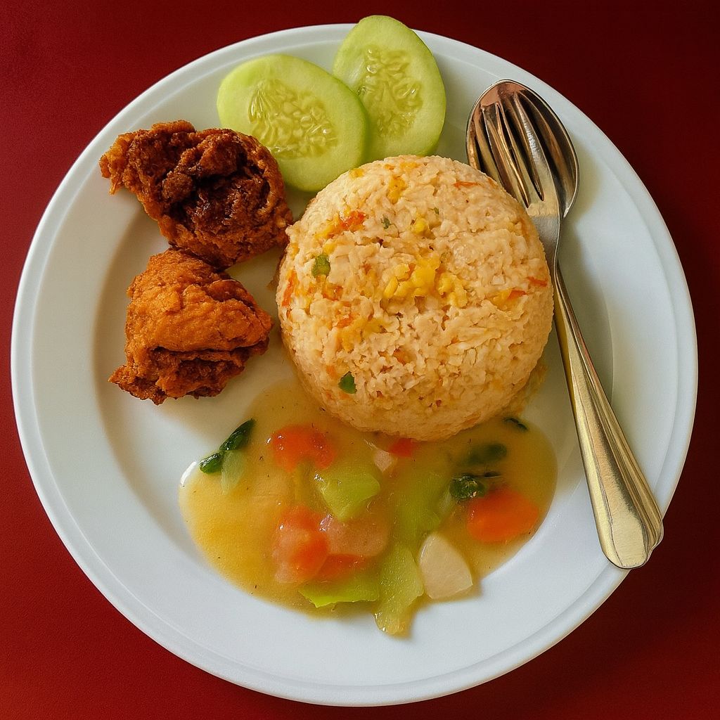 Fried Chicken With Chinese Fried Rice & Chinese Vegetable