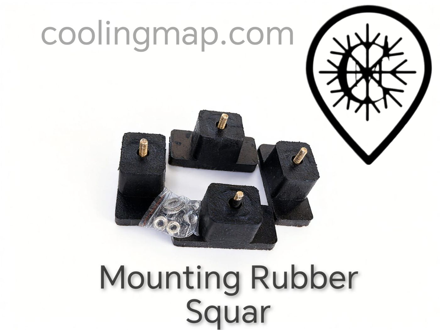 Heavy-Duty Square Mounting Rubber Set (Anti-Vibration Rubber Pads with Threaded Studs)