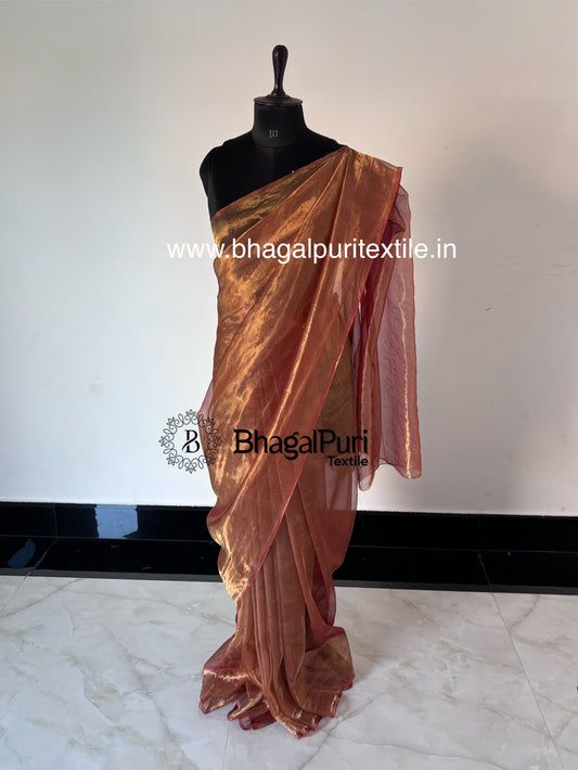 Noorja Red Tissue Silk Saree With Running Blouse 1M