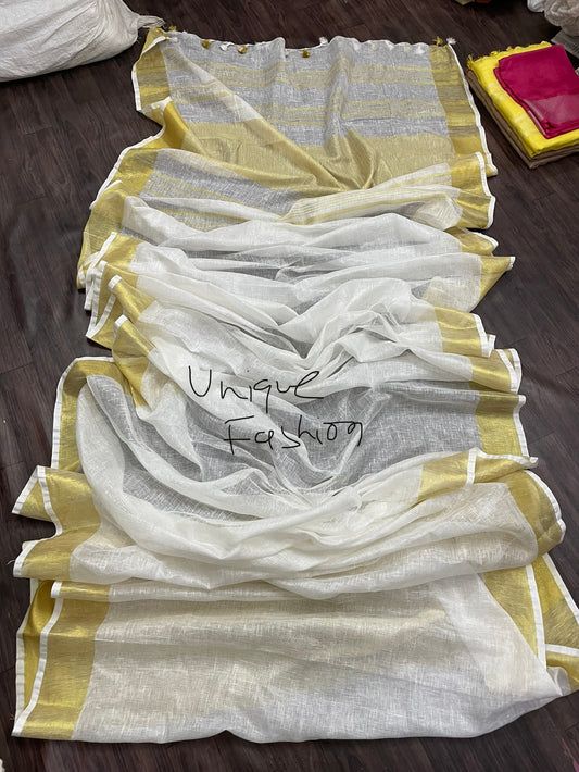 Ujla Dhaga Linen Saree