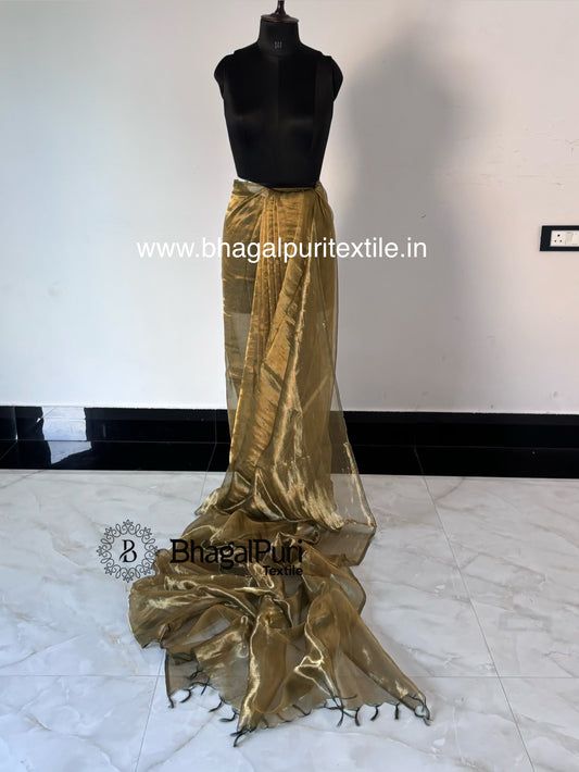 Rangreza Mahandi Tissue Silk Saree With Running Blouse 1M