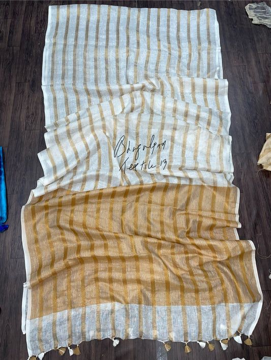 Linen Copper Stripes Saree