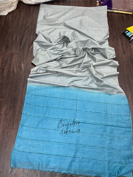 Tourquish Grey Multi Color Tie Dye Saree