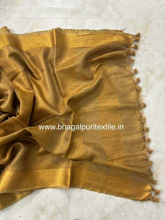 Copper Tissue Linen Saree