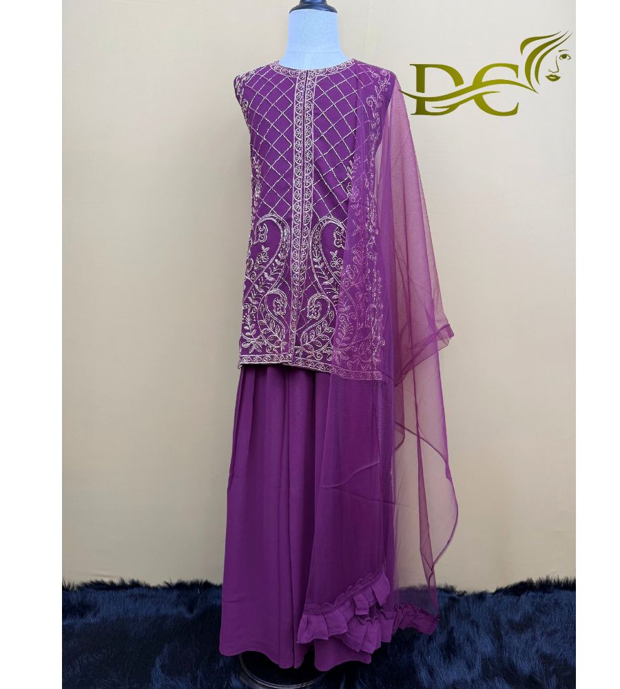 DRAK PURPLE SHARARA SUITS FOR KIDS