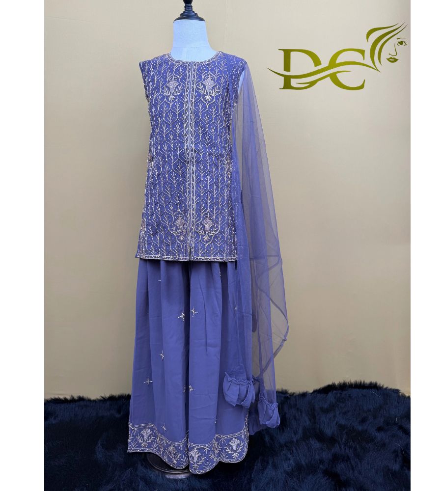 KIDS PURPLE SHARARA SUIT