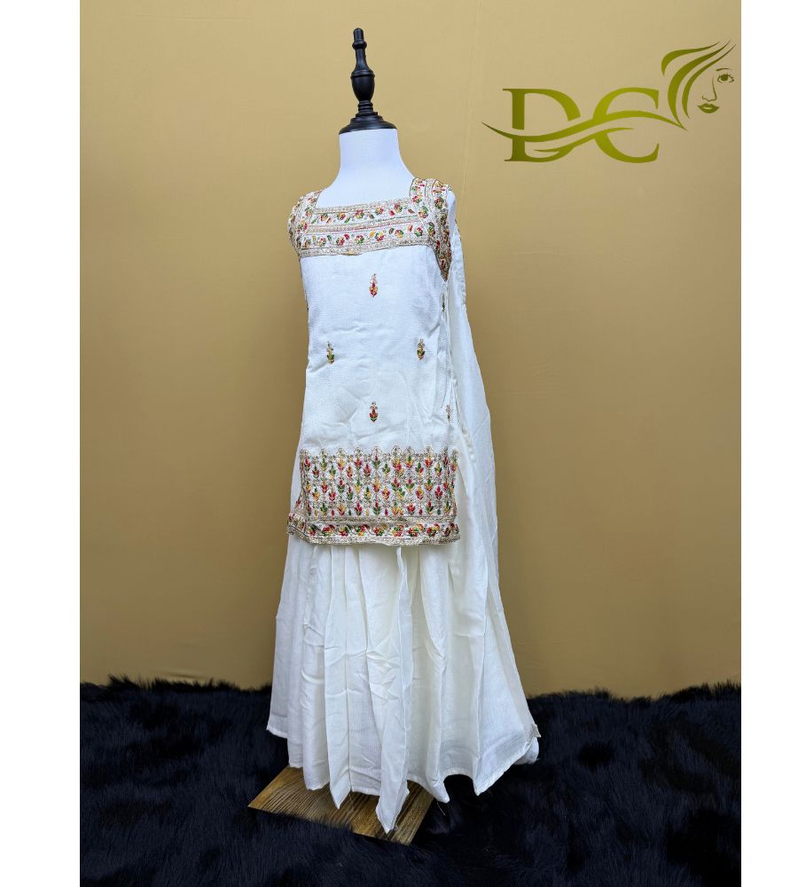 WHITE EMBROIDERED KIDS DRESS