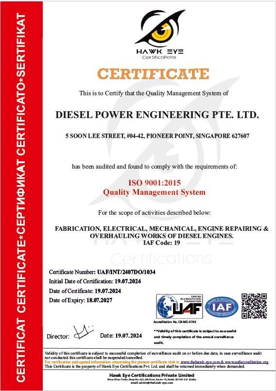 ISO 9001 certificate