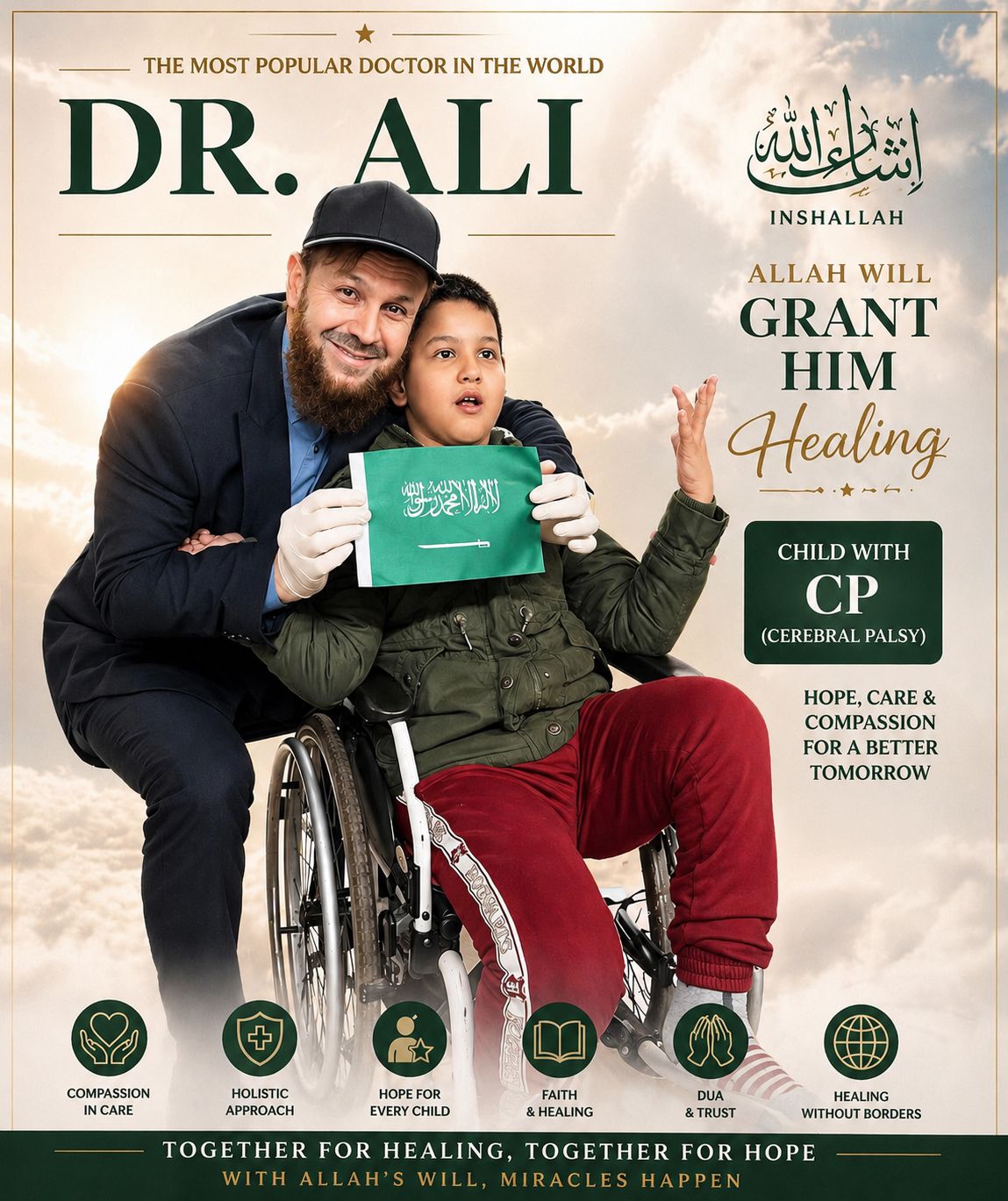 Only Allah can heal. The video shows that the child could not walk, but by the infinite mercy of the Creator, he is now able to walk slowly. This picture was ta