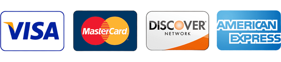 Visa, Mastercard, Discover, American Express