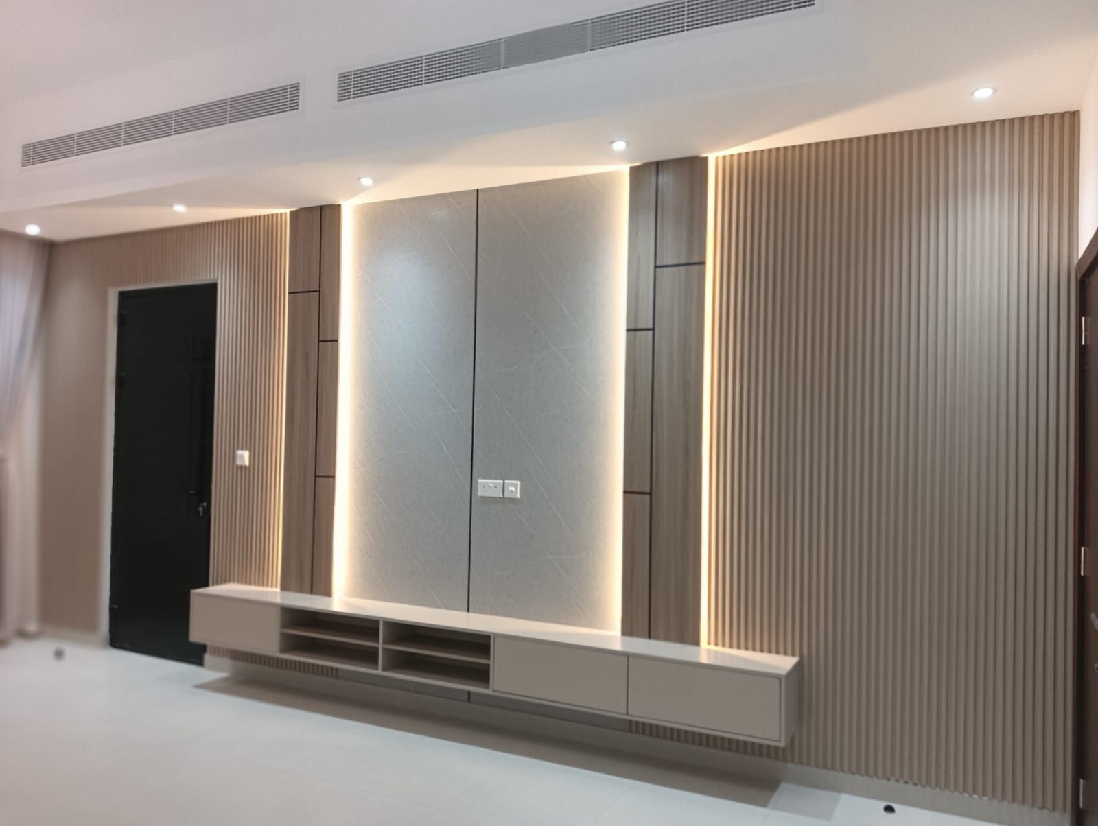 Wooden Slat Media Wall