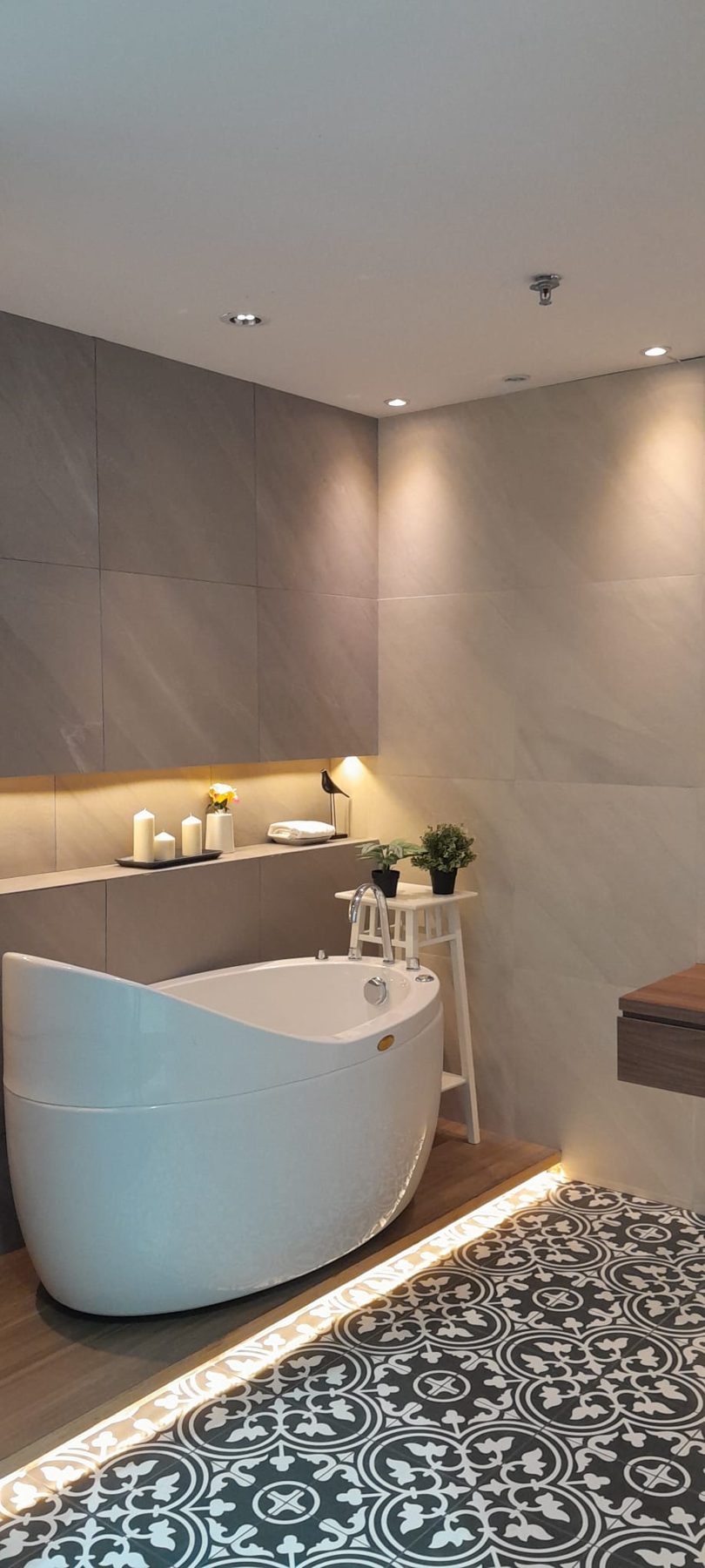 Renovated bathroom with freestanding tub