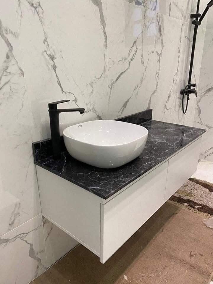 Finished vanity and basin