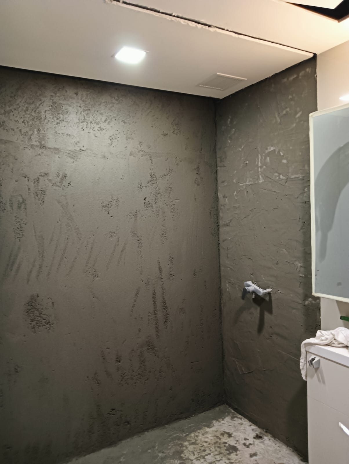 Toilet stripped and prepared for waterproofing