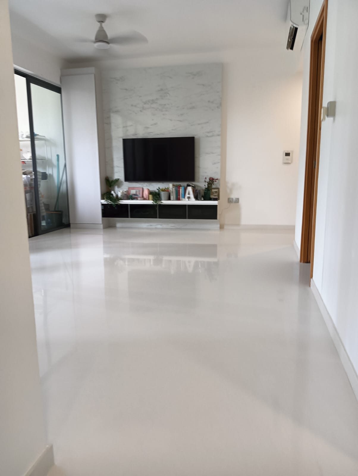 Freshly tiled living room floor