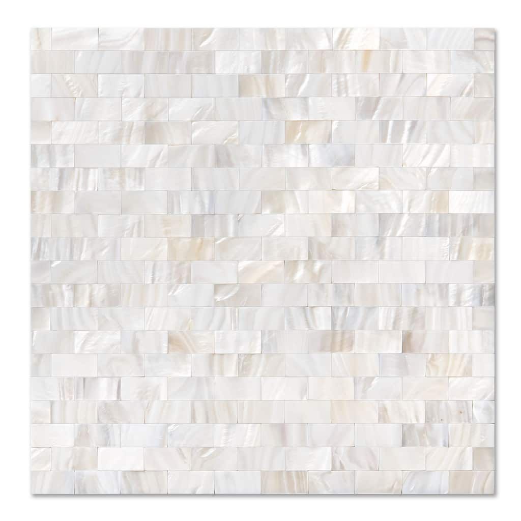 Art3d Mother of Pearl Shell Tile for Kitchen Backsplash/Bathroom White Rectangle,Seamless 10-Pack
