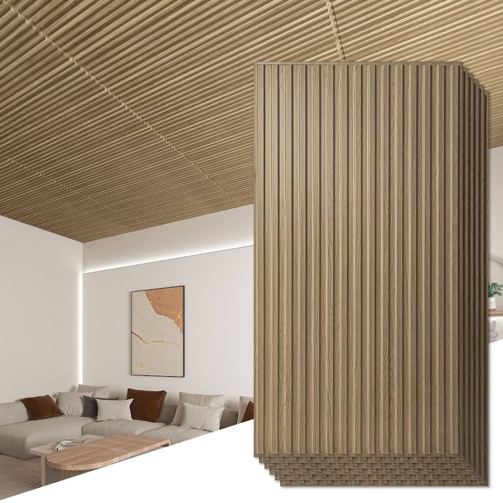 Art3d PVC Drop Ceiling Tiles,Slat Design Wall Panels,2X4 ft,12Pcs