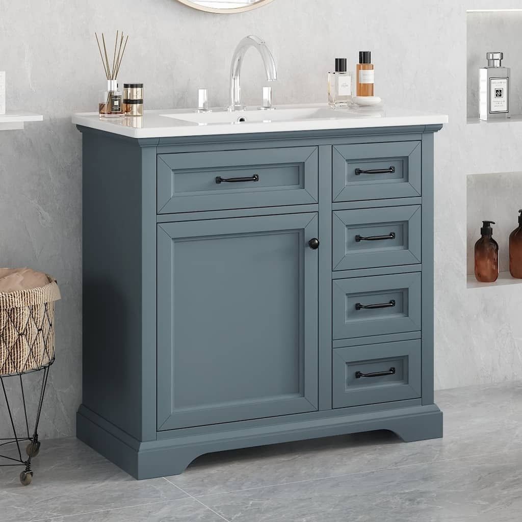 Christopher Knight Home 36" Bathroom Vanity with Ceramic Sinkfor Elegant Storage and Style