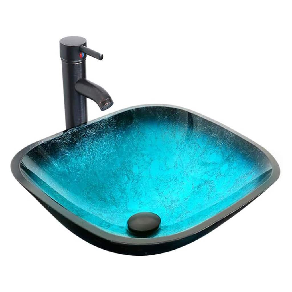 Eclife Artistic Vessel Sinks for Bathroom Vanity Tempered Glass Ceramic Basin