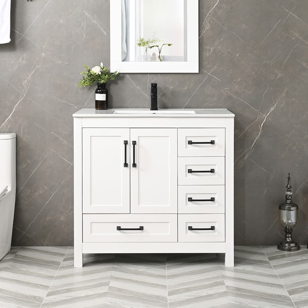 Elegant Modern Bathroom Vanity Set with Sink & Faucet
