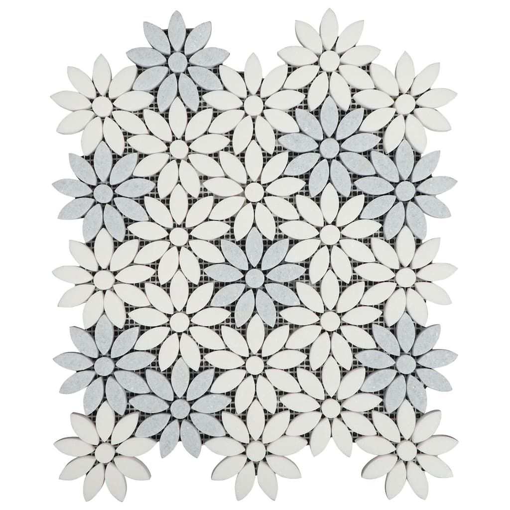 Flower Pattern Marble Novelty Mosaic Wall & Floor Tile - Case (10 Sheets)