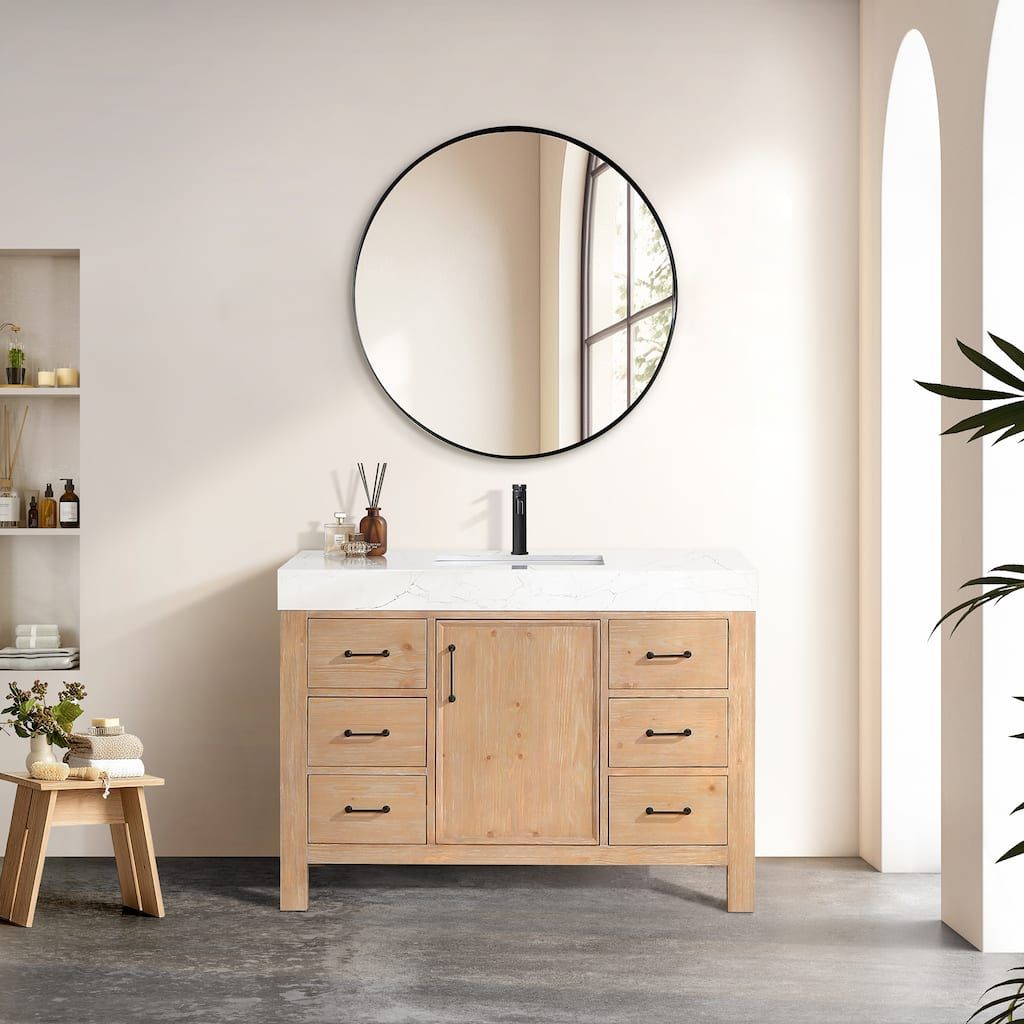 Leon 48 in. Single Bathroom Vanity with Composite Stone Top