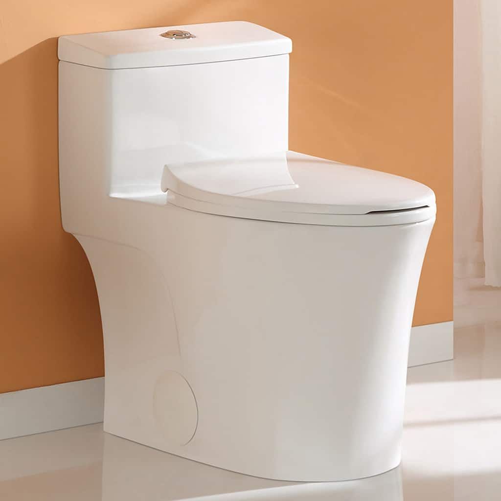 HOROW 1 Piece Dual Flush Elongated Toilet White 0.8 1.28 GPF Seat Included