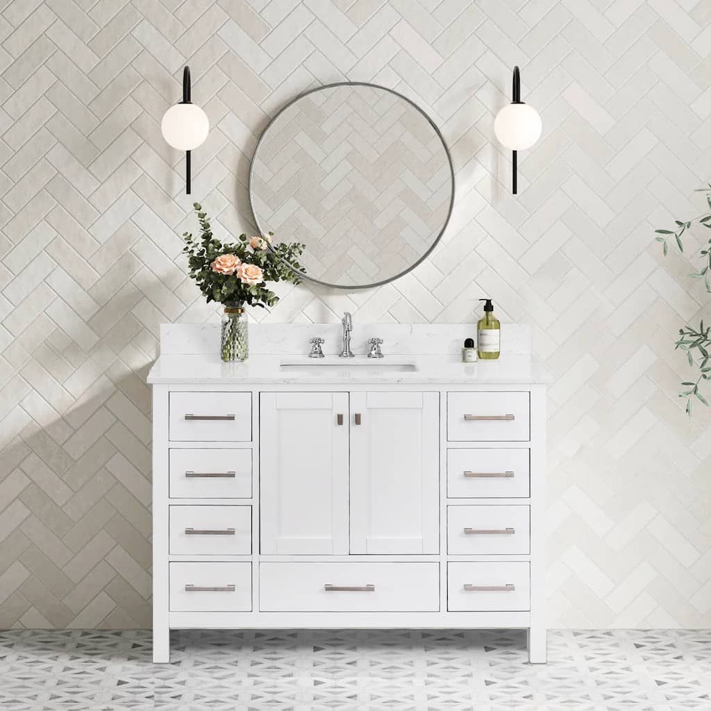 OpalithD 48 in. Bathroom Vanity with Sink, Wood Bath Cabinet with Top