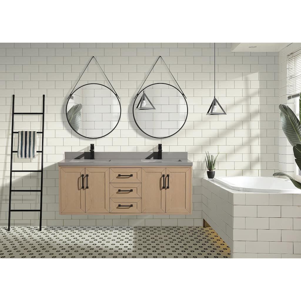 Ari Bath Venice 55" Floating Bathroom Vanity Oak Gray
